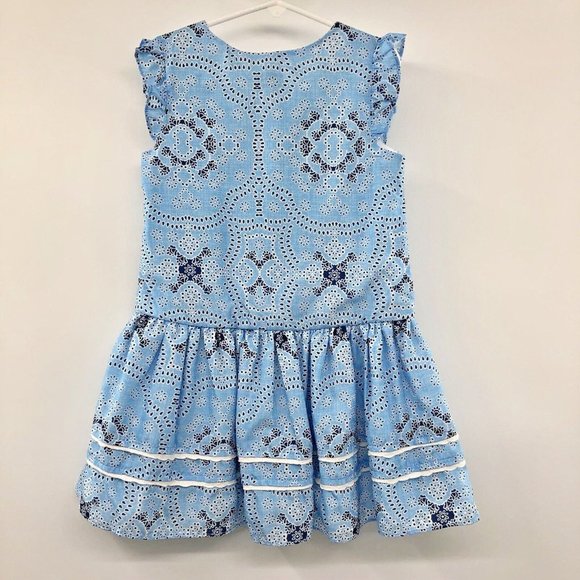 Marmellata Dress Girls 6 Used Blue White - Picture 2 of 11